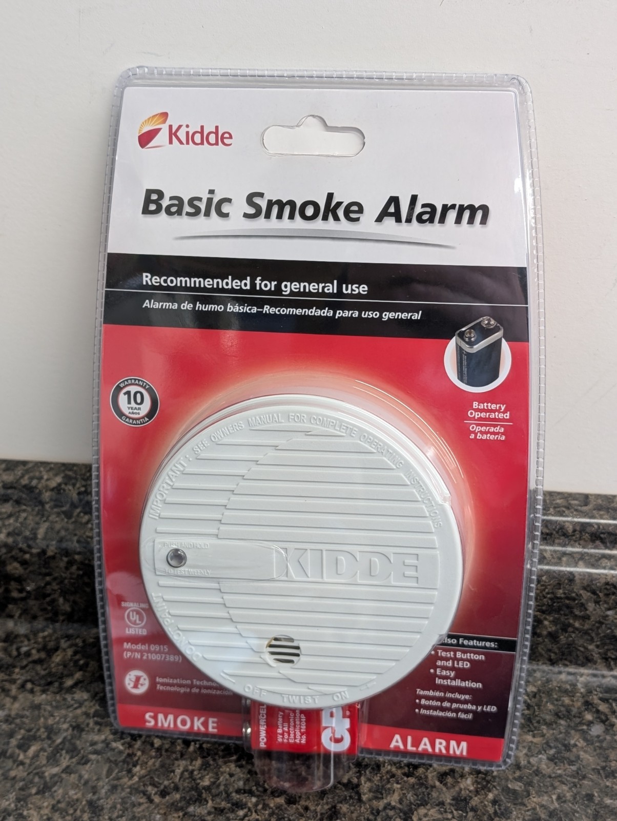 Kidde Model 0915 WITH 9 Volt BATTERY Basic Smoke Alarm Detector NEW! SEALED! gallery