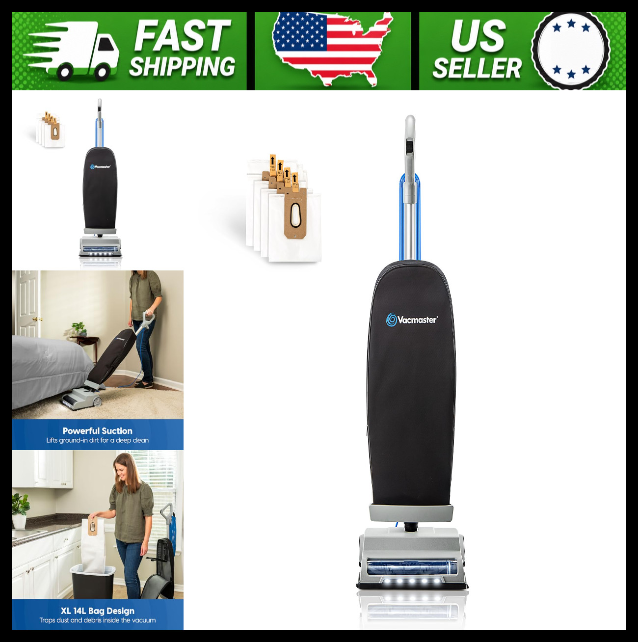 Vacmaster Ultra-Lightweight Bagged Upright Vacuum 14L LED Headlight 2-Speed gallery