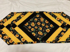 Spring,Summer, Fall “Bees and Sunflowers “Quilted Table Runner 13 x36 in Var.2