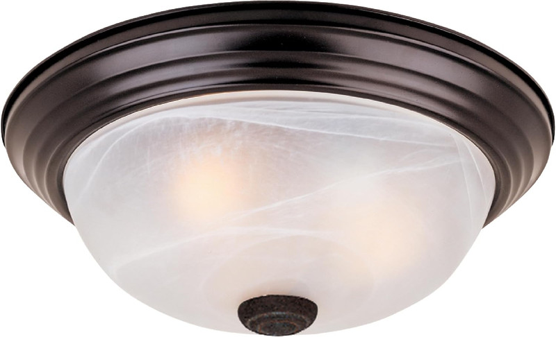 2-Light Flush Mount Ceiling Light 11 Inch White Alabaster Glass Bronze Fixture gallery