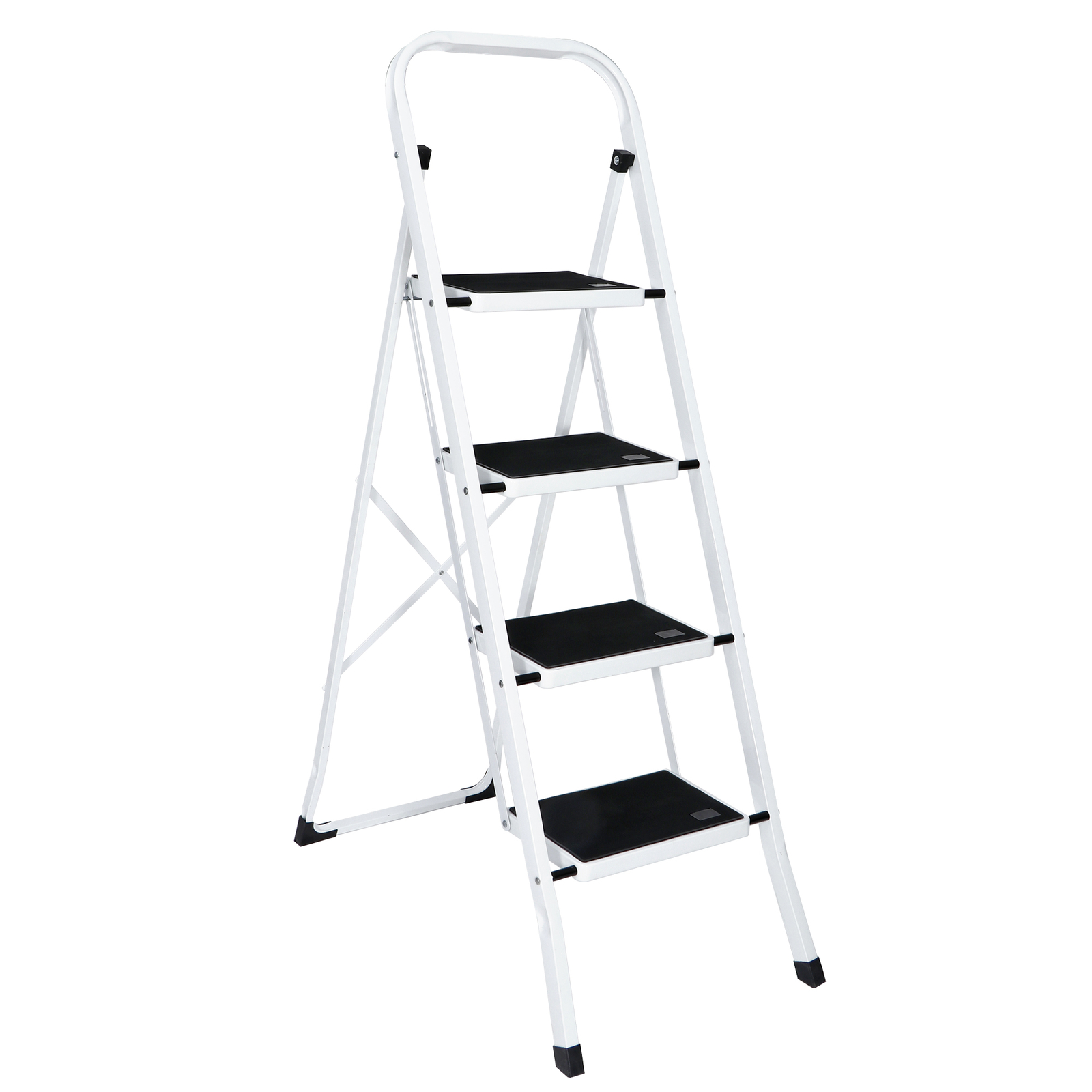 4 Step Ladder Anti-Slip Pedal Sturdy Steel Ladder Handgrip Lightweight 330lbs gallery
