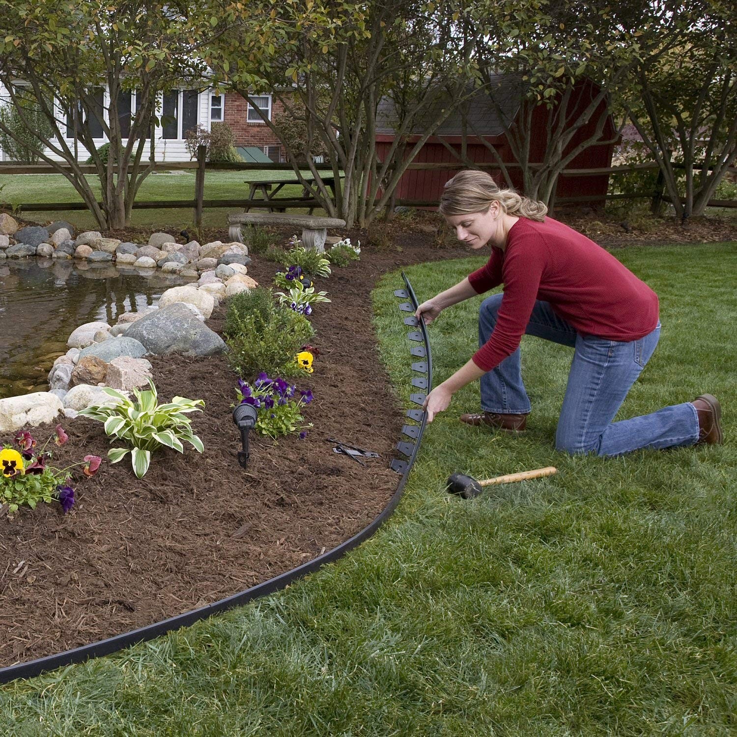 100' No-Dig Landscape Edging Kit Flexible Garden Border W/ Stakes Black gallery