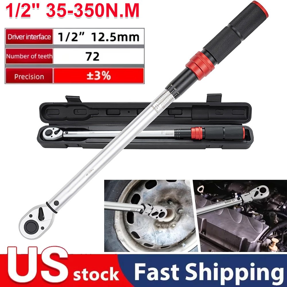72-Tooth Torque Wrench Adjustable Torque Wrench 1/2" Drive 26-260ft.lb/35-350n.m gallery
