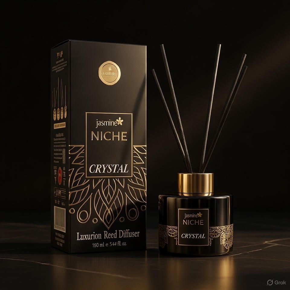 Luxury Jasmine NICHE CRYSTAL Reed Diffuser Set 5.41 fl oz Long Lasting Fragrance gallery