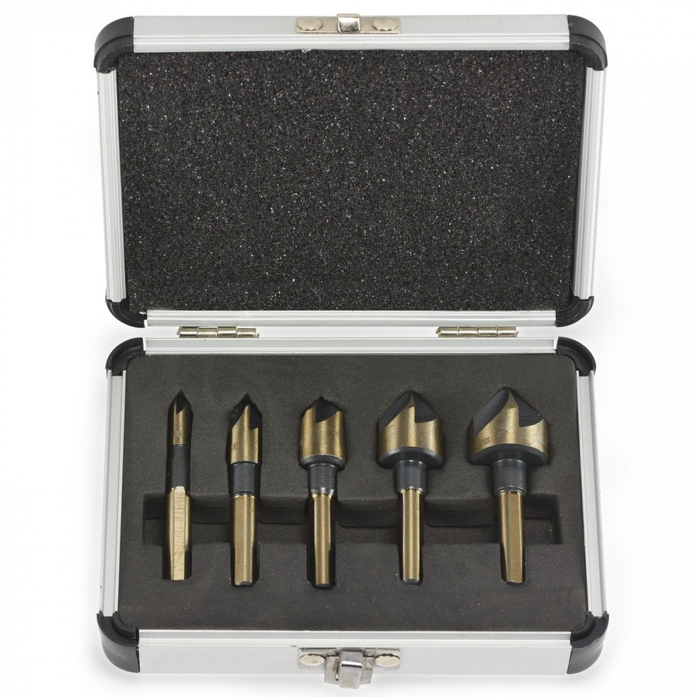 5PC COUNTERSINK TOOL BIT SET COUNTER SINK FOR STEEL METAL WOOD PLASTIC ALUMINUM