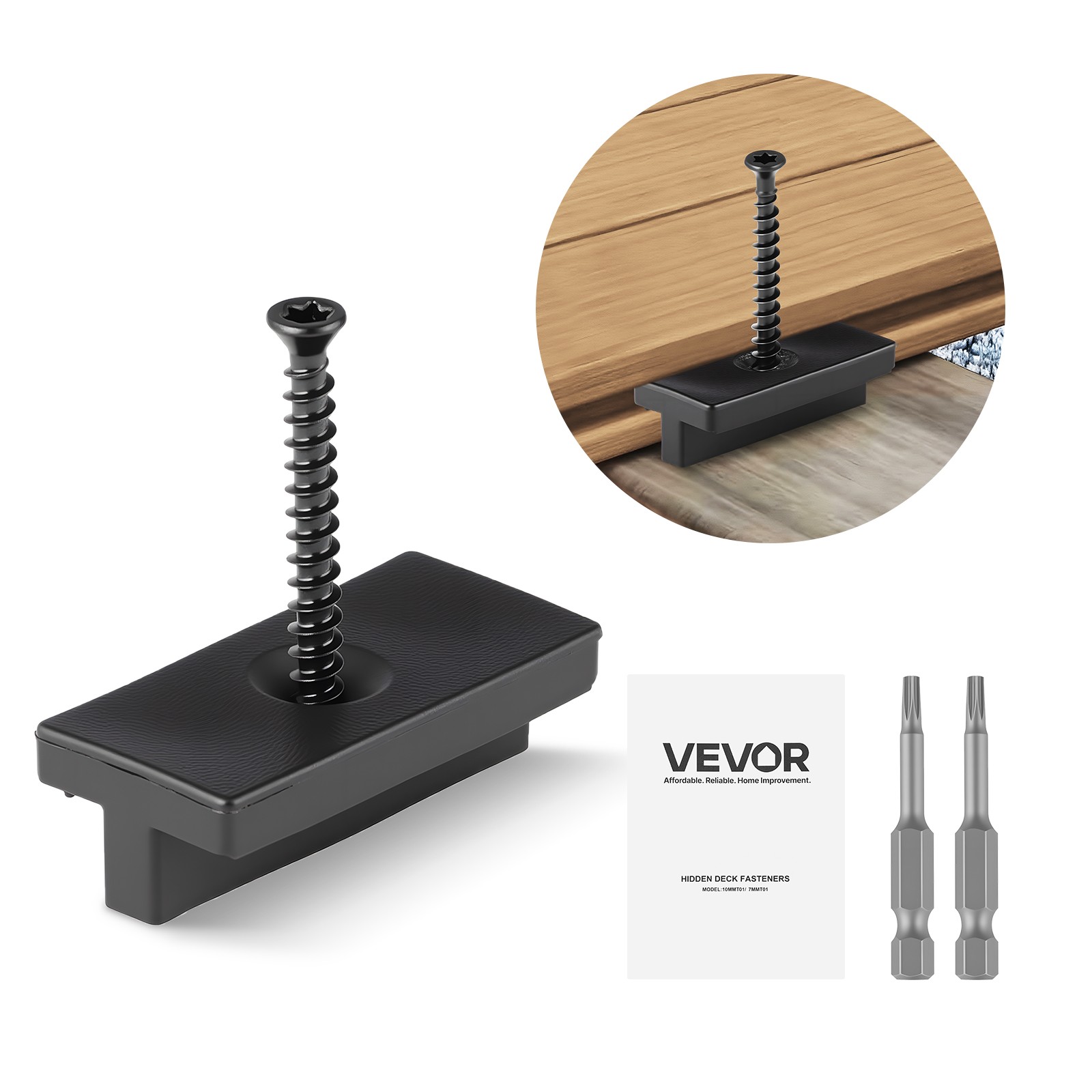 VEVOR 500PCS Hidden Deck Fasteners for Composite Decking Universal Clips Black gallery