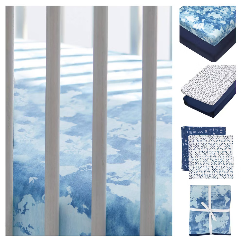 Honest Baby Organic Cotton Bedding Set - Watercolor World - 7pc: Abstract gallery