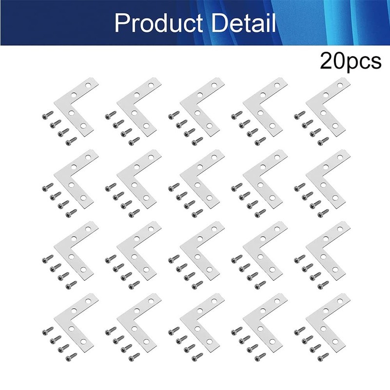 20Pcs Flat L Shape Bracket Flat Corner Brace Shelves,38x38mm Right Angle Corner gallery