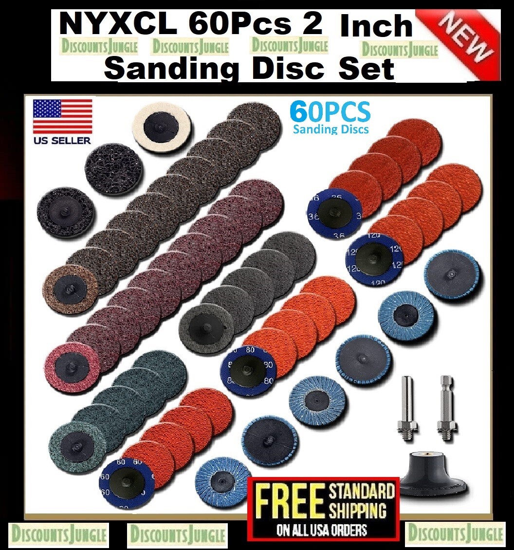 NYXCL 60Pcs Sanding Discs Set Discs 2 Inch Nylon main W/ 1/4 Holder Die Grinder gallery