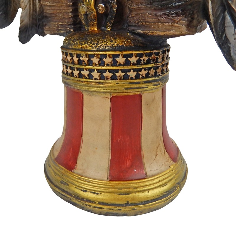 Large Bald Eagle Figurine Statue Perched On Liberty Bell American Flag 13 1/2 in gallery