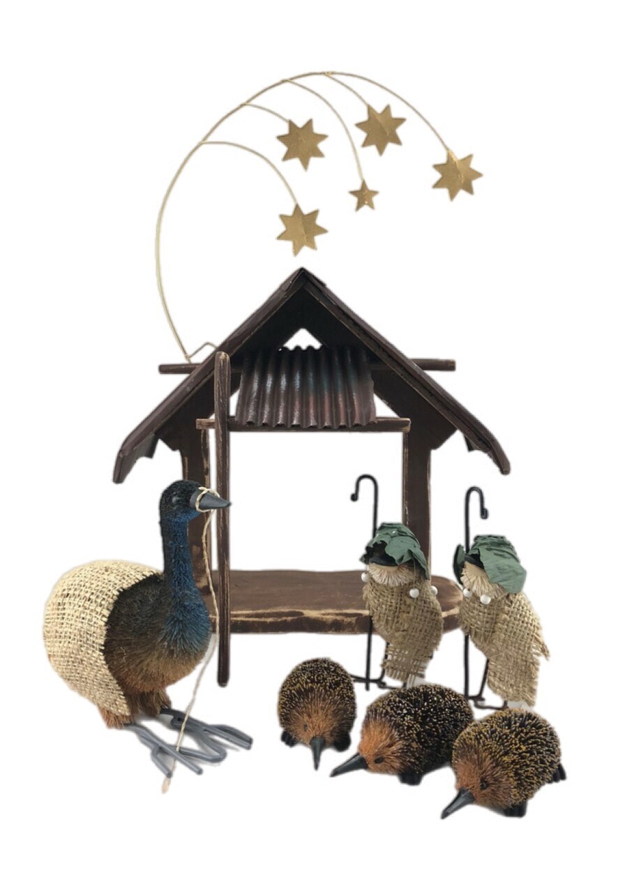 AUSTRALIAN NATIVITY SCENE Christmas Handmade Decoration Animal Wildlife Bristle gallery