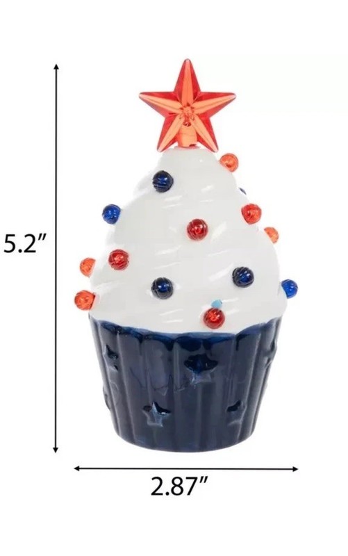 ❤️🤍💙NWT Light Up Ceramic Americana Cupcake Set gallery