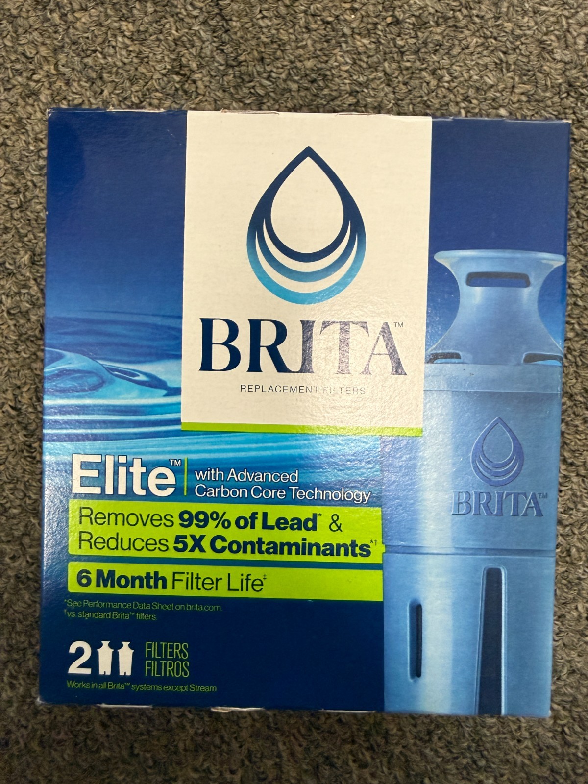 Brita Elite Replacement Water Filter for Pitchers and Dispensers, 2 Pack, Sealed gallery