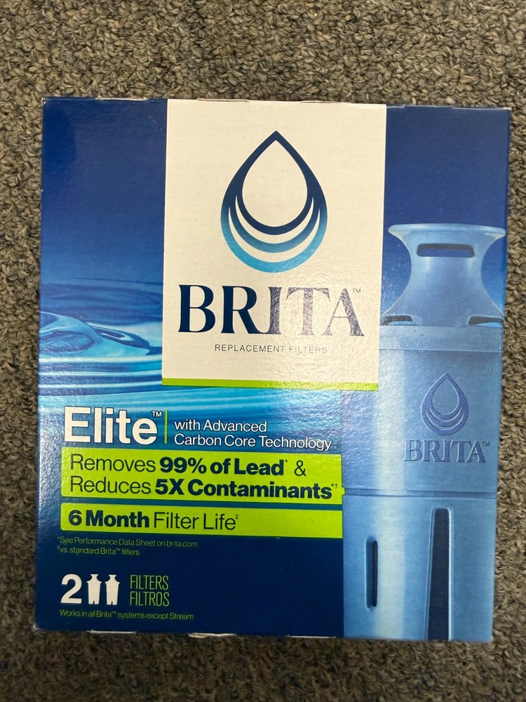 Brita Elite Replacement Water Filter for Pitchers and Dispensers, 2 Pack, Sealed