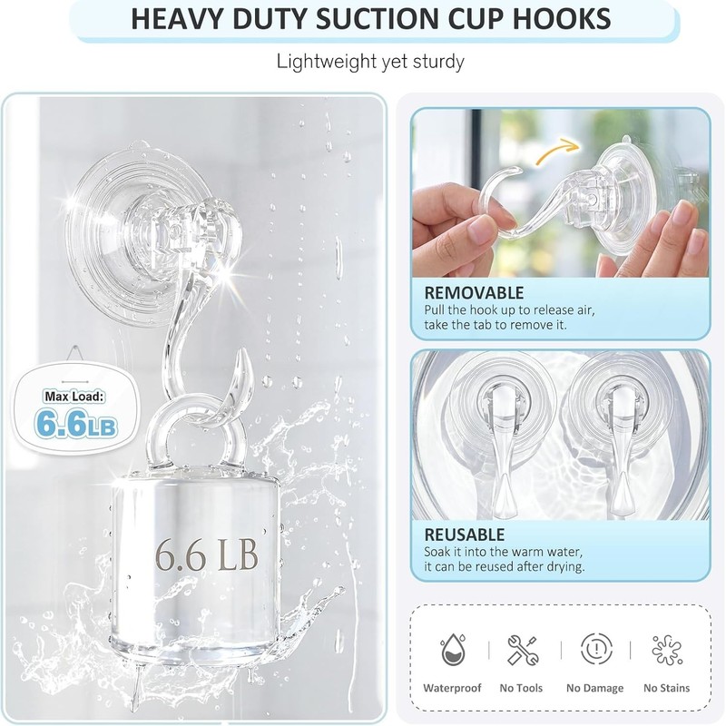 Suction Cup Hooks, Small Shower Suction Hooks with Wipes gallery