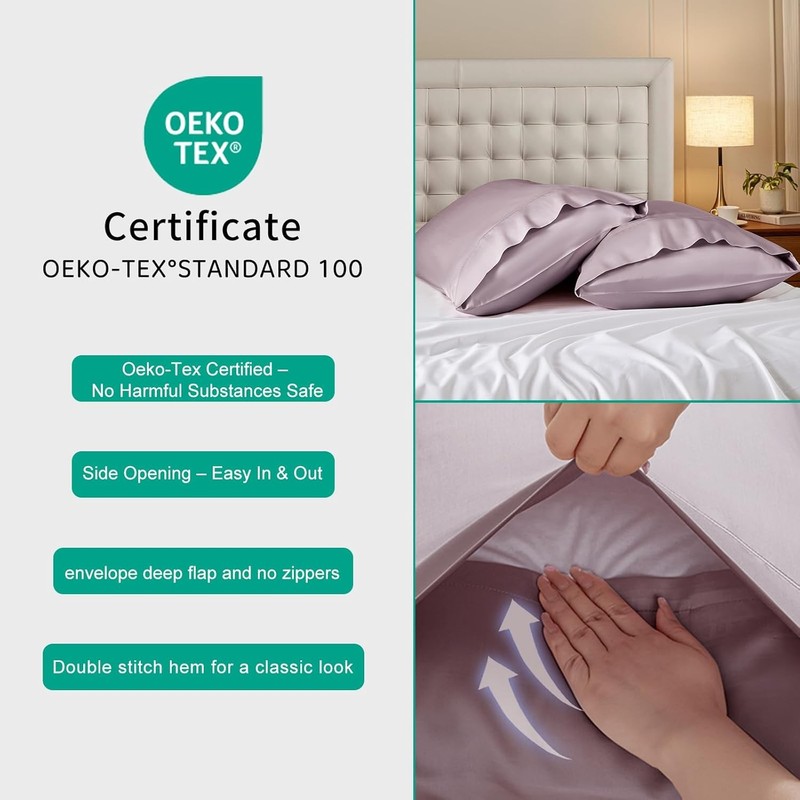 Premium 100% Eucalyptus Tencel Lyocell Cooling Pillowcase Set of 2 Moisture gallery
