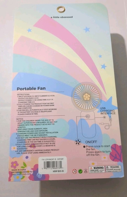 Mini Small Handheld Desktop Rechargeable Cat Portable Fan Pink & Light Gray New gallery