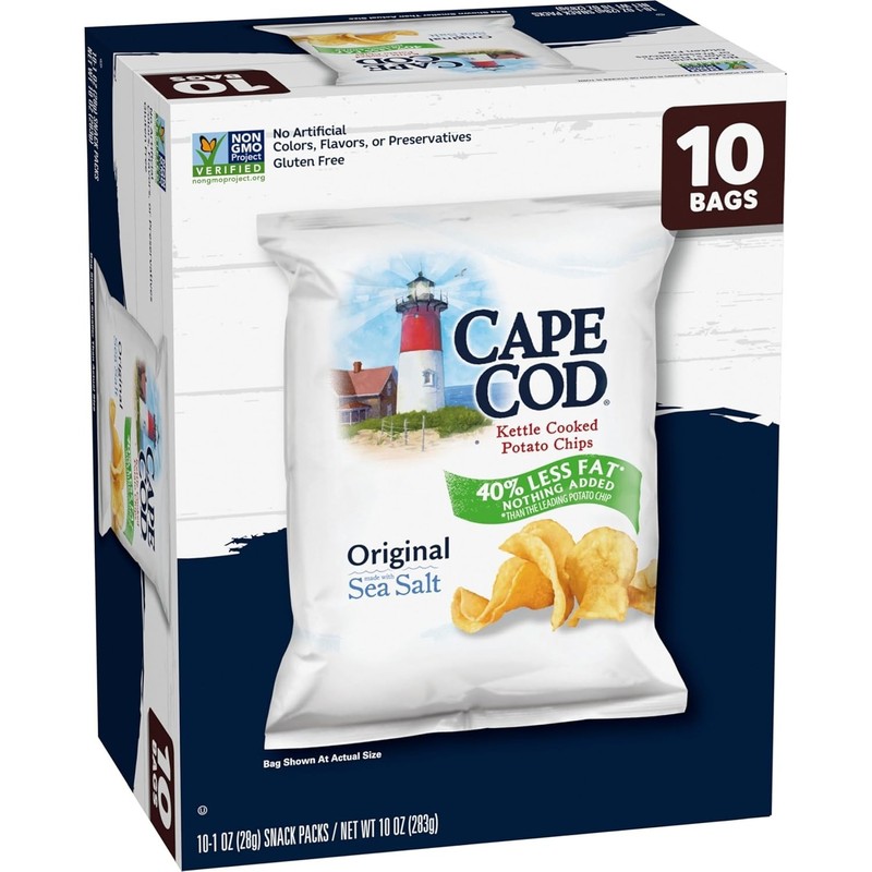 Cape Cod 10-Pack Less Fat Kettle Chips - Guilt-Free Snack Delight gallery