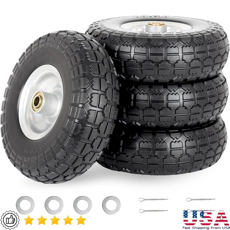 10 Inch Solid Tire Wheel Puncture Proof Airless Rubber Replacement Cart Trolley gallery