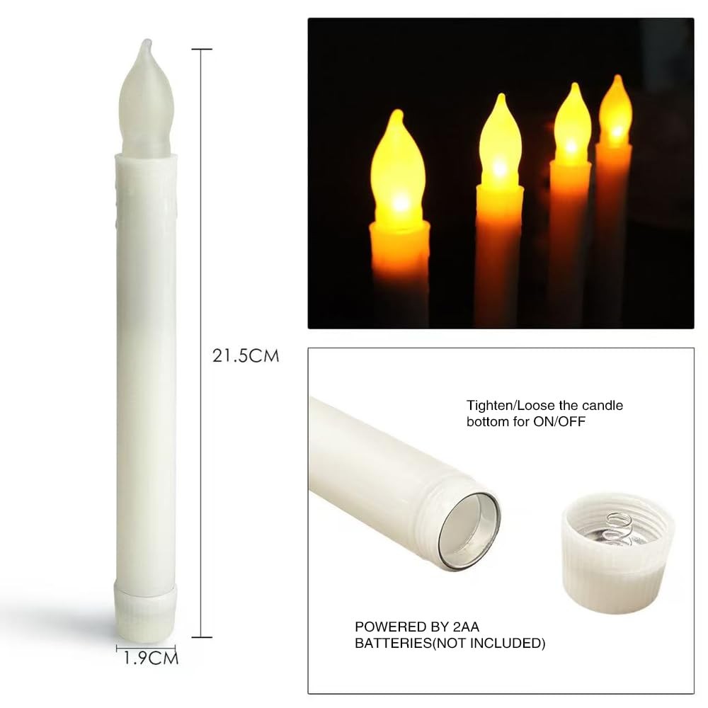 12 pcs Flameless Flickering LED Taper Candles Bulk Battery Operated Candles f... gallery