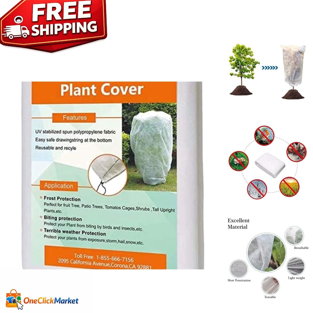 UV Stabilized Drawstring Plant Cover, 32'' x 32'' - Winter Protection Blanket