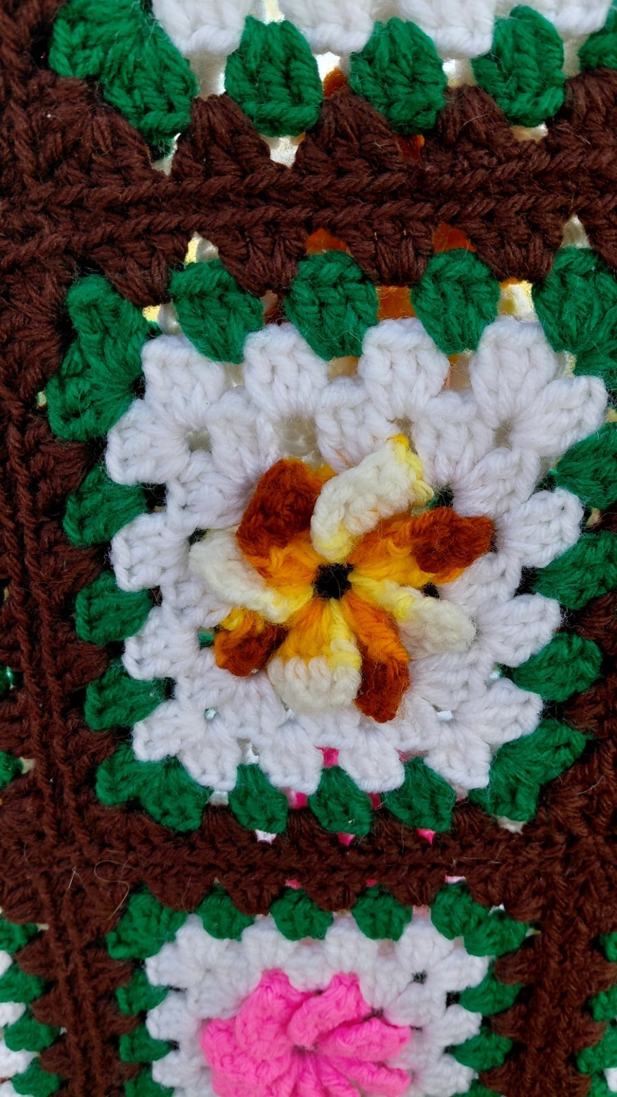 Granny Square Handmade Cro Afghan. Flower Pattern. 56 in. x 70in. gallery