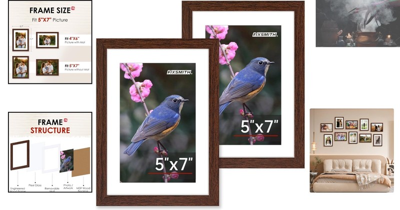 Versatile 2-Pack 5x7 Photo Frames with Plexiglass for Tabletop & Wall Display gallery