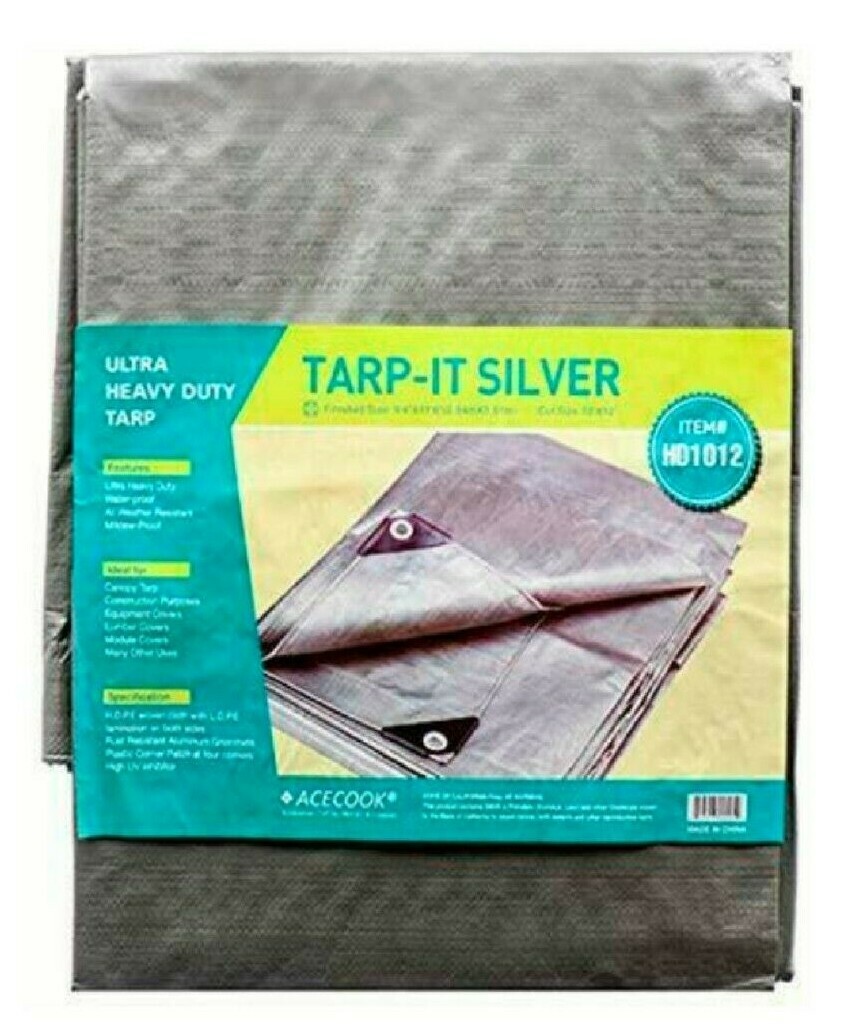 20 ft X 10 ft Waterproof Multi Purpose Water Proof Silver Tarp Poly Cover gallery