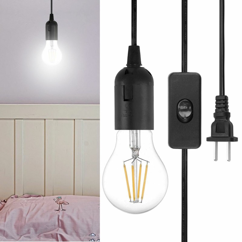 E26/E27 Light Bulbs Socket w/ Switch Extension Hanging Lantern Pendant Lamp Cord gallery