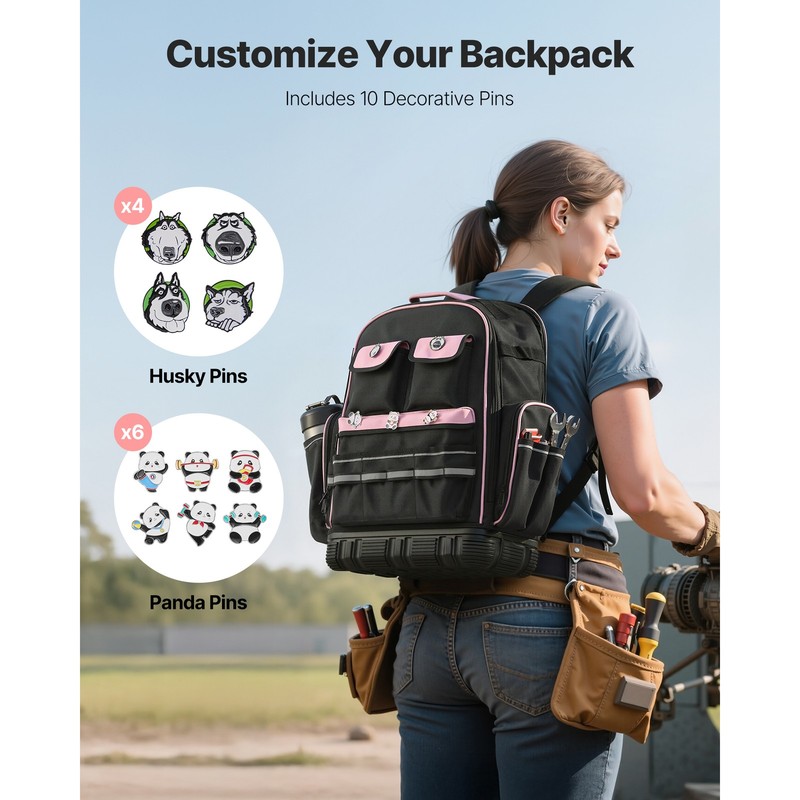Tool Backpack 56 Pockets Tear-resistant Jobsite Backpack for Electrician gallery