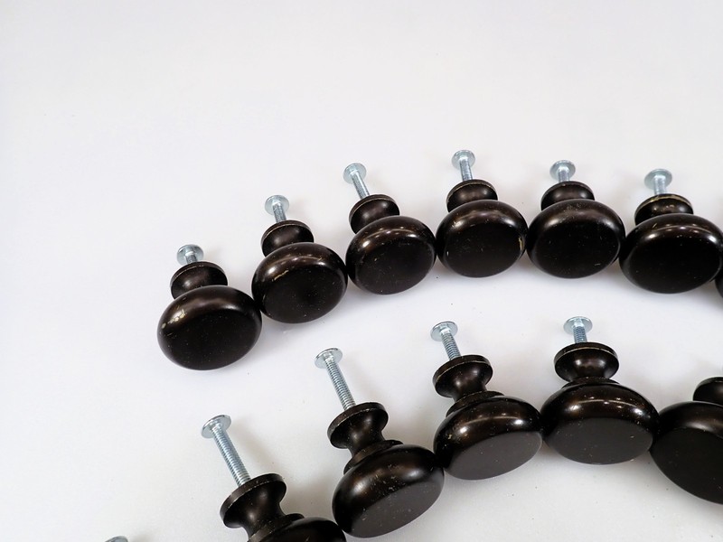 Vintage Solid Brass Cabinet Knobs Lot of 20 Oil Rubbed Bronze Dresser Pulls NOS gallery