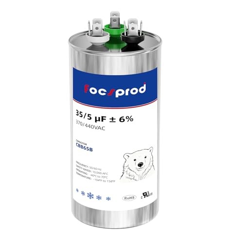 [UL Recognized] CBB65 35+5 uF Dual Run AC Capacitor, 35/5 [V03] 35+5µF Round gallery