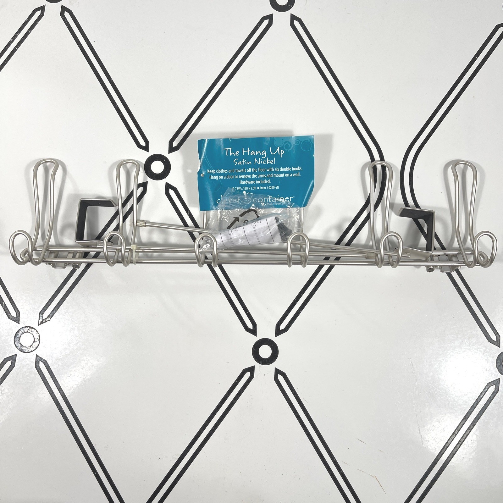 Satin Nickel Over The Door Hook Rack Six Double Hooks Wall Mount gallery