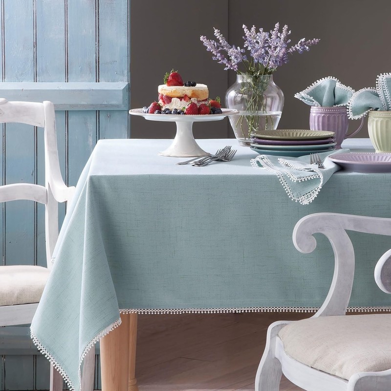 French Perle Solid Tablecloth Periwinkle 60" W x 84" L gallery