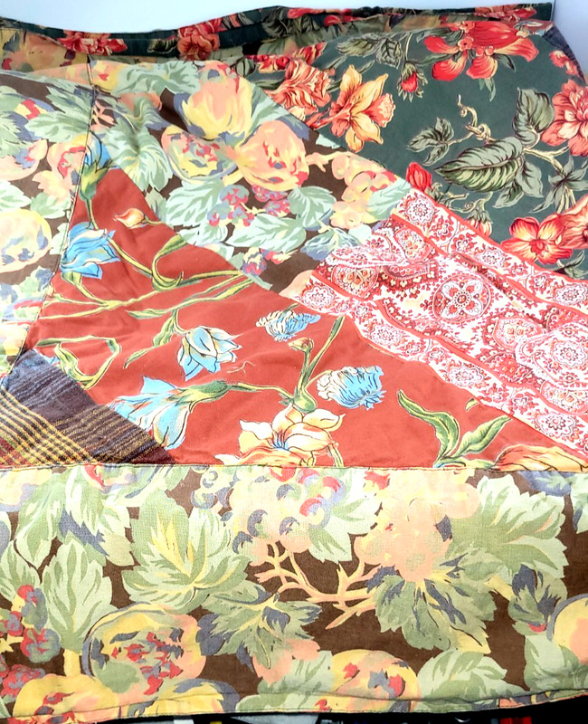 April Cornell Tablecloth Patchwork Floral Reversible Plaid 54x52 Cotton gallery