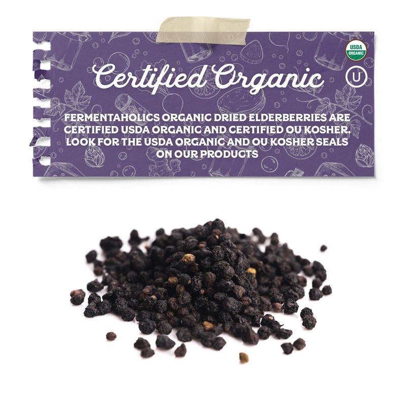 Fermentaholics USDA Organic Dried Elderberries, 8oz Free Of Chemicals gallery
