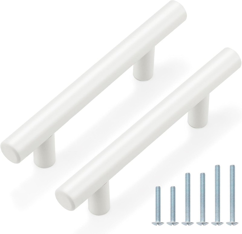 10 Pack| White Cabinet Pulls 3 Inch Modern Cabinet Hardware Euro T Bar Handle... gallery