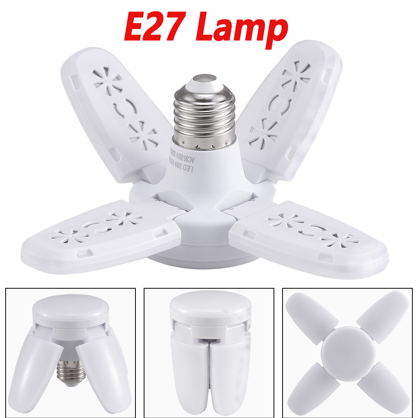 40LED Bulb Fan Blade Lamp Garage Lights AC85-265V Foldable Home Ceiling Light gallery