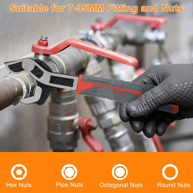 2x Self-locking Pipe Wrench 6"10" Multi-function Plumber Wrench for 7-35mm Pipes gallery
