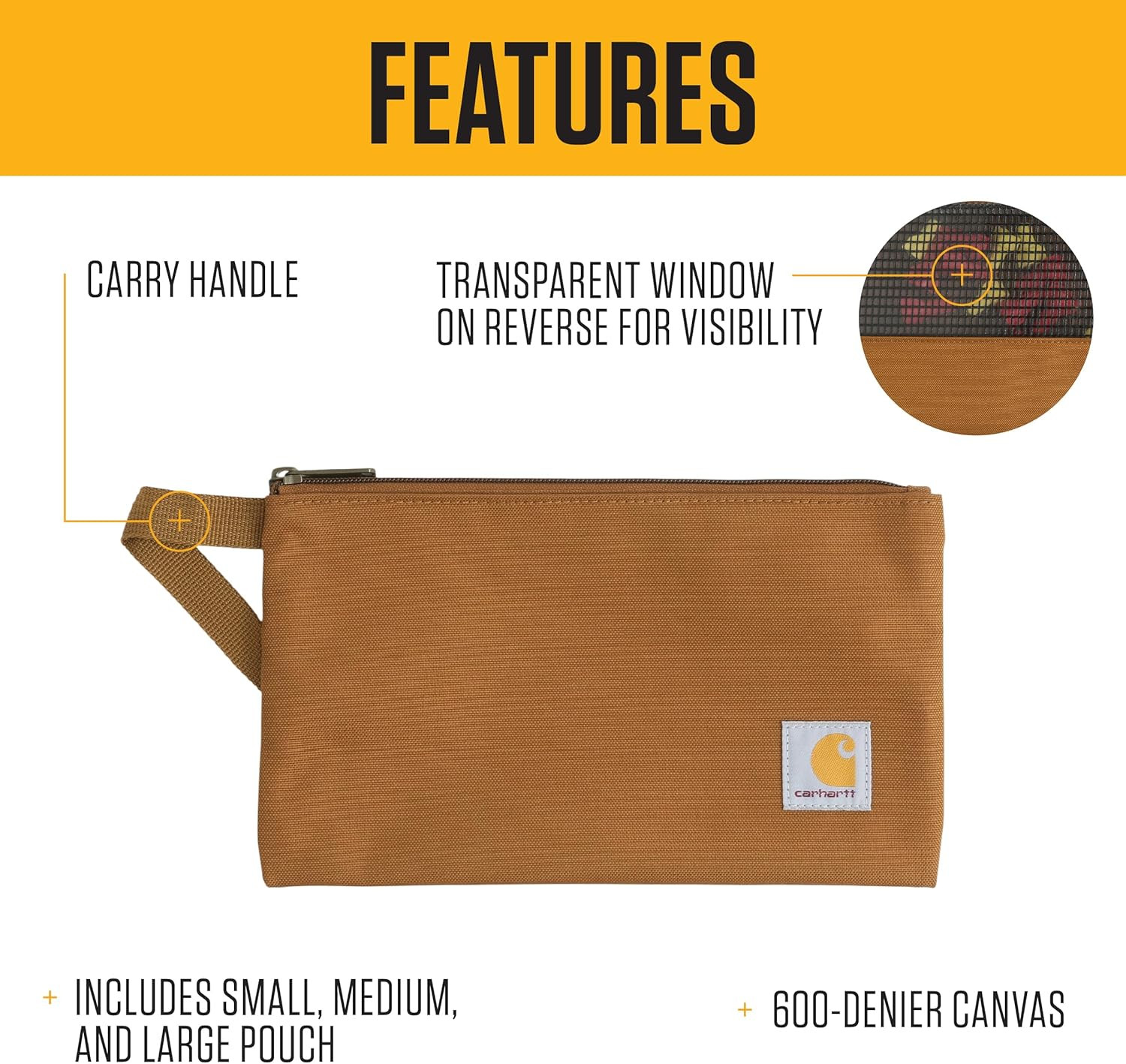 Carhartt Utility Zipper Pouch Set, Durable Water Repellent Organizers Sold in Se gallery