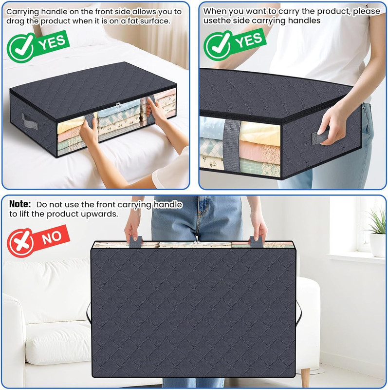 Under Bed Storage Containers, 4 Pack Blanket Storage Bags, Collapsible Storage gallery