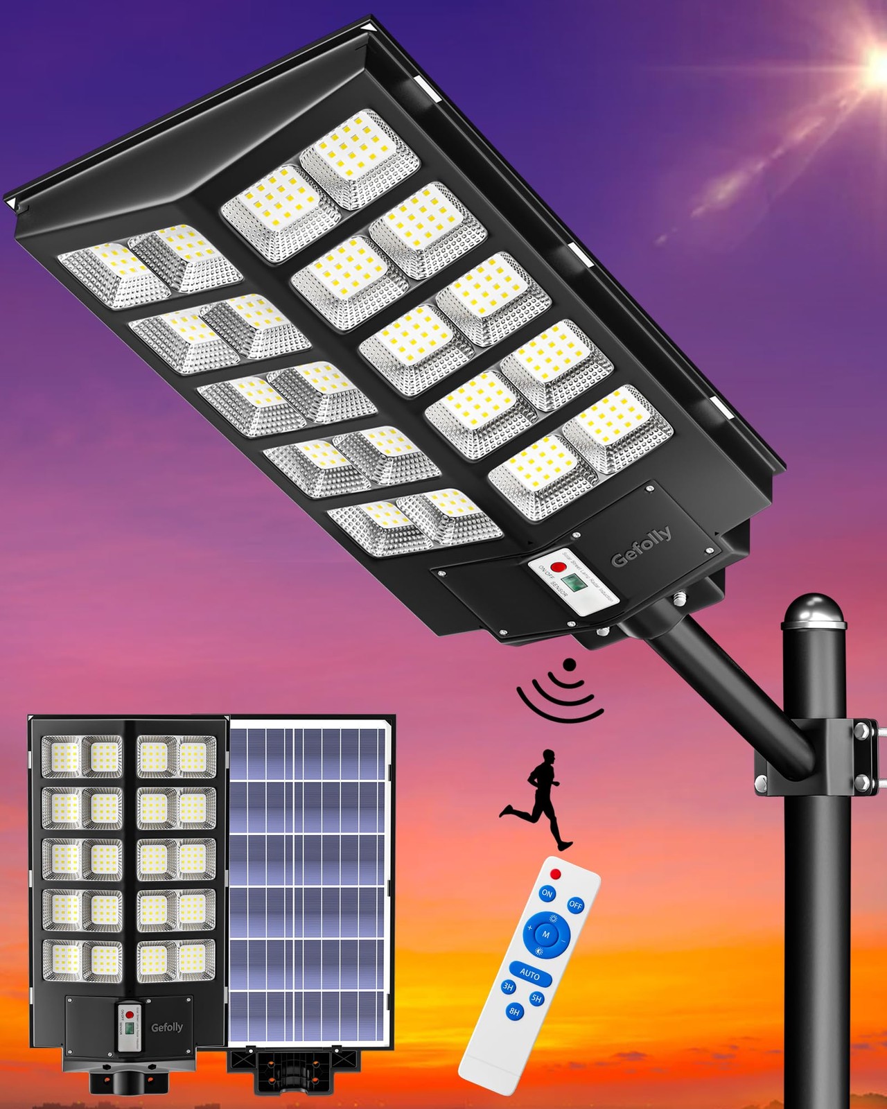 Solar Street Lights Outdoor 520000LM Commercial Dusk to Dawn IP67 SL-5200W Led gallery