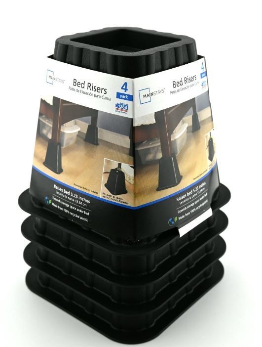 4 Pack, Black Bed Risers, Raise Your Bed to Create Storage Space,NEW gallery