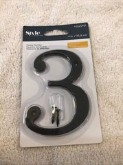 Style Selections House Number Three ( 3 ) Black 4 in / 10,16 cm