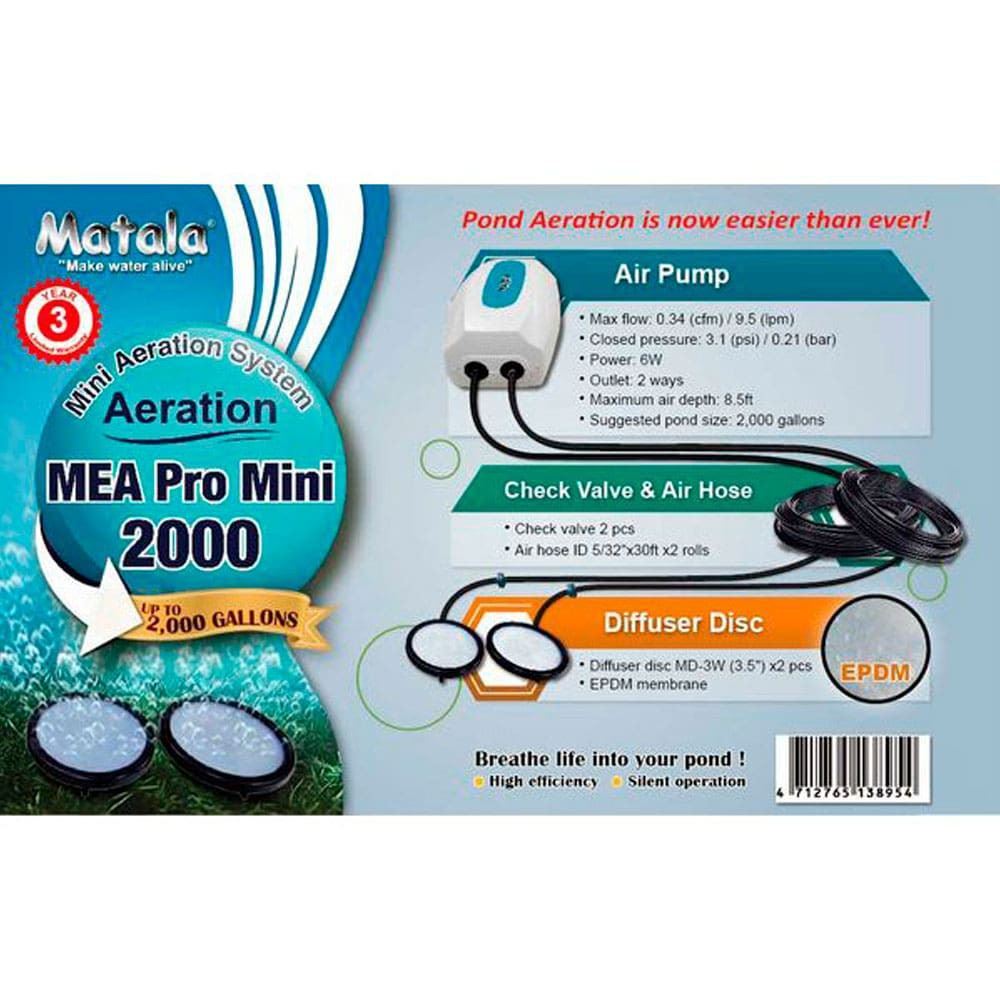 Matala EZ Air Pro Mini 2000 Pond Aerator System, 2000 gph gallery