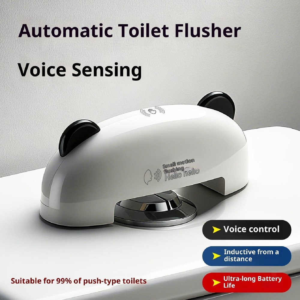 Voice Control Automatic Toilet Flushing Device Waterproof Sticky Installation