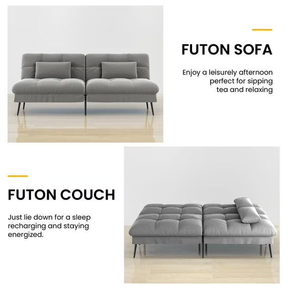 COMHOMA Cloud Comfort Convertible Futon Sofa Bed, Gray gallery