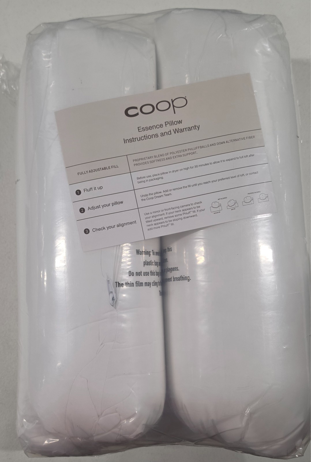 Coop Home Goods Essence Adjustable Throw Pillow Inserts 20x20, Set of 2 gallery