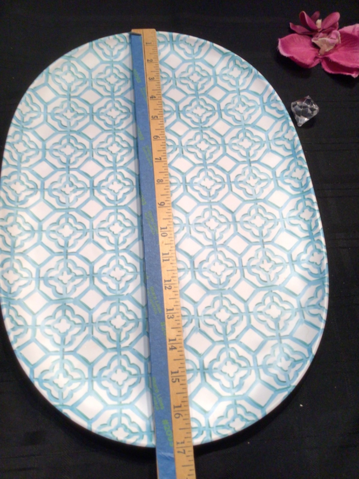 Merritt Melamine Serving Tray 20454 Turquoise Trellis 17 x 12 NEW gallery