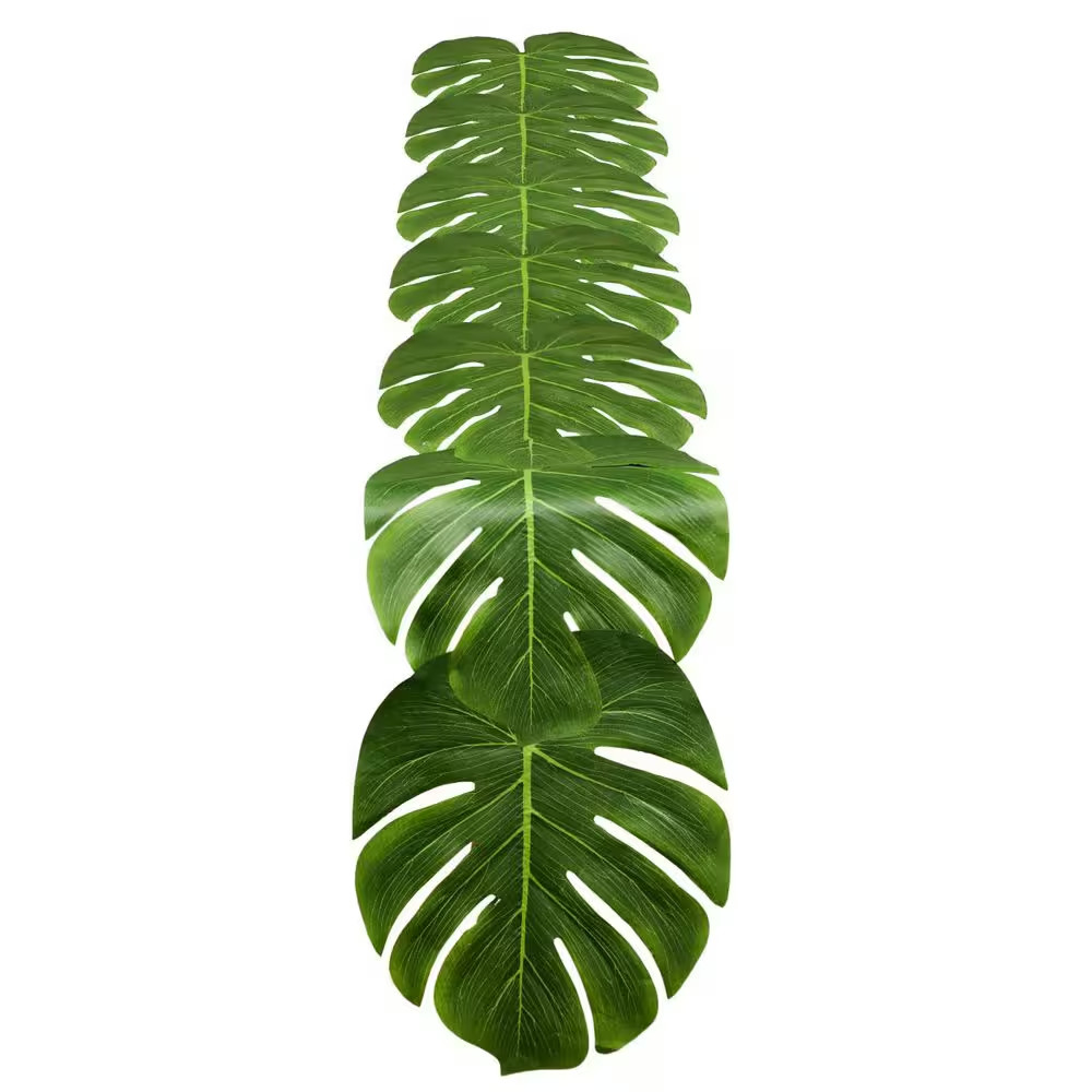 72 In. Artificial Green Indoor/Outdoor Palm Leaf 4 Pcs Tropical Table Runner for gallery